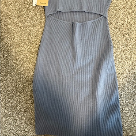 NWT Wilfred Free Cut-out Mini Knit Dress in Granite Blue Size Medium - Picture 7 of 10